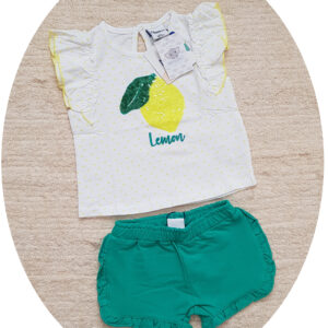 conjunto verde y limón con lentejuelas