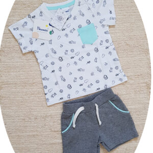 conjunto gris oscuro y camiseta dibujos cucumines